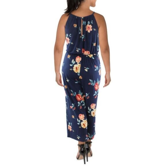 NWT Studio by JPR Women's Navy Printed Sleeveless Wide Leg Jumpsuit Size XL - Picture 4 of 17